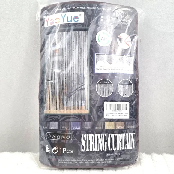 YaoYue Beaded String Curtain Black - Picture 6 of 8